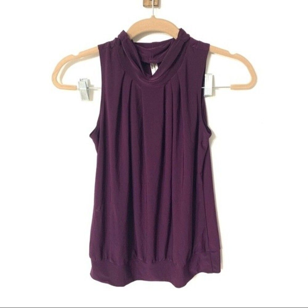 PERCEPTION CONCEPT blouse womens purple sleeveless mock neck size small